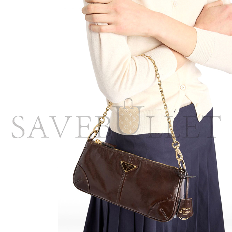 PRADA RE-EDITION 2002 MEDIUM LEATHER SHOULDER BAG 1BC221 (26*11.5*6cm)